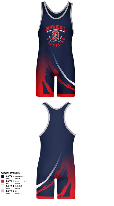 Dinwiddie High School Wrestling 47927131 Wrestling Singlet - 1