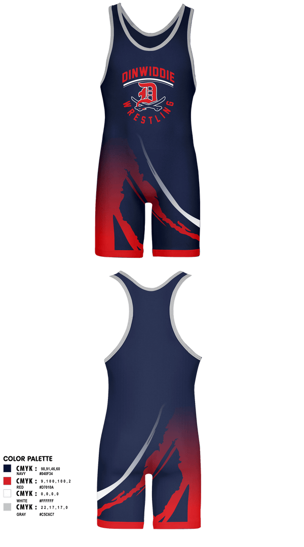 Wrestling Singlet, Dinwiddie High School Wrestling, Wrestling, Teamtime, Team time, sublimation, custom sports apparel, team uniforms, spirit wear, spiritwear, sports uniforms, custom shirts, team store, custom team store, fundraiser sports, apparel fundraiser