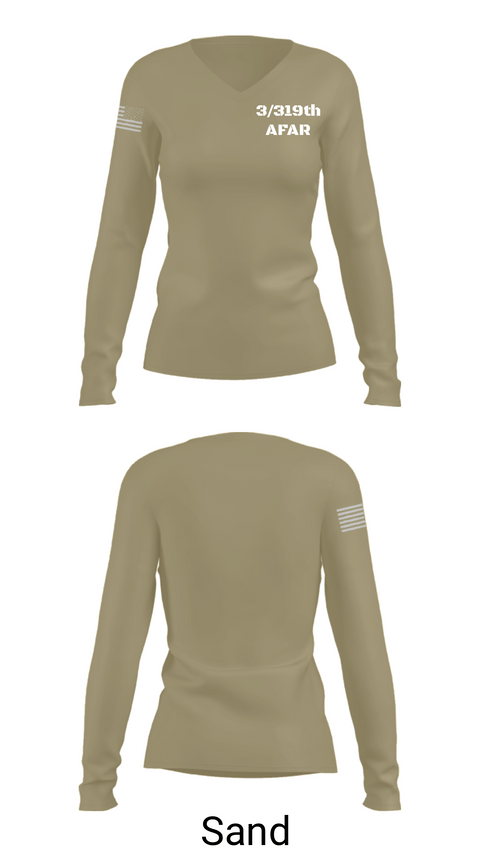 Women's Long Sleeve Vneck Shirt, 3/319th AFAR, Army, Teamtime, Team time, sublimation, custom sports apparel, team uniforms, spirit wear, spiritwear, sports uniforms, custom shirts, team store, custom team store, fundraiser sports, apparel fundraiser