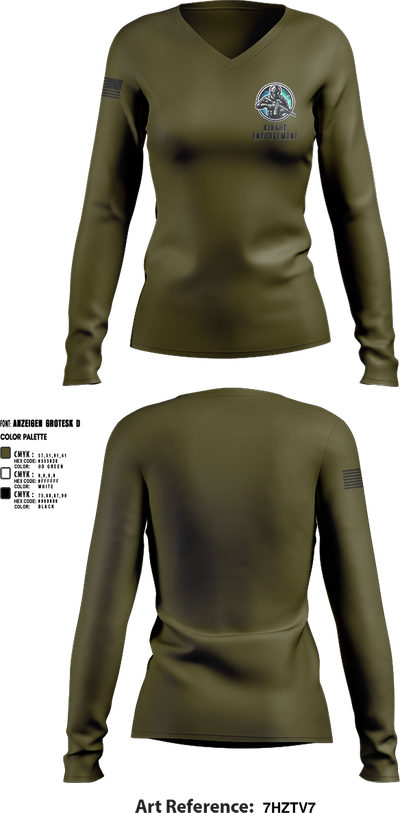 KINGHT ENFORCEMENT 49960504 Women's Long Sleeve V-neck Shirt - 1