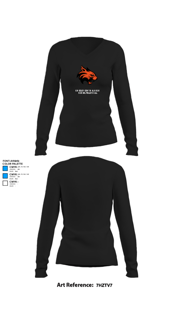 Women's Long Sleeve Vneck Shirt, Greeley Central High School Volleyball, Women's Volleyball, Teamtime, Team time, sublimation, custom sports apparel, team uniforms, spirit wear, spiritwear, sports uniforms, custom shirts, team store, custom team store, fundraiser sports, apparel fundraiser