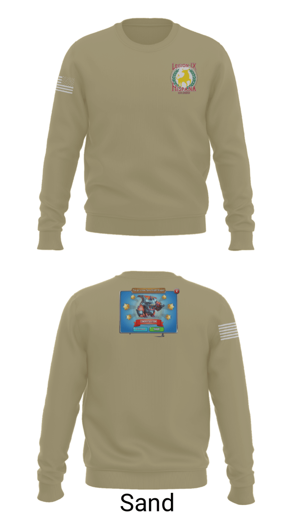 Crew Neck Sweatshirt, Legion IX, Army, Teamtime, Team time, sublimation, custom sports apparel, team uniforms, spirit wear, spiritwear, sports uniforms, custom shirts, team store, custom team store, fundraiser sports, apparel fundraiser