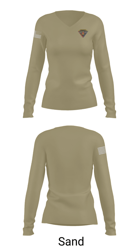 Womens Long Sleeve Vneck Shirt, Bravo Company  642nd ASC, , Teamtime, Team time, sublimation, custom sports apparel, team uniforms, spirit wear, spiritwear, sports uniforms, custom shirts, team store, custom team store, fundraiser sports, apparel fundraiser