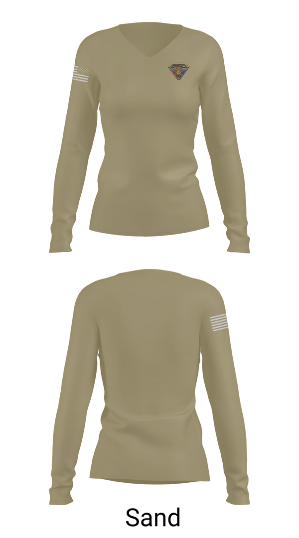 Womens Long Sleeve Vneck Shirt, Bravo Company  642nd ASC, , Teamtime, Team time, sublimation, custom sports apparel, team uniforms, spirit wear, spiritwear, sports uniforms, custom shirts, team store, custom team store, fundraiser sports, apparel fundraiser