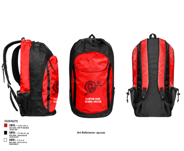Gear Bag, Clinton High School Soccer, Men's Soccer, Teamtime, Team time, sublimation, custom sports apparel, team uniforms, spirit wear, spiritwear, sports uniforms, custom shirts, team store, custom team store, fundraiser sports, apparel fundraiser