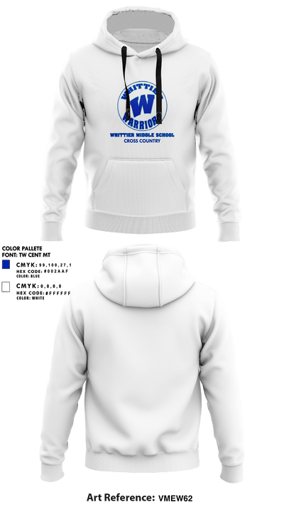Whittier Middle School Cross Country 96354646 Hoodie - 1
