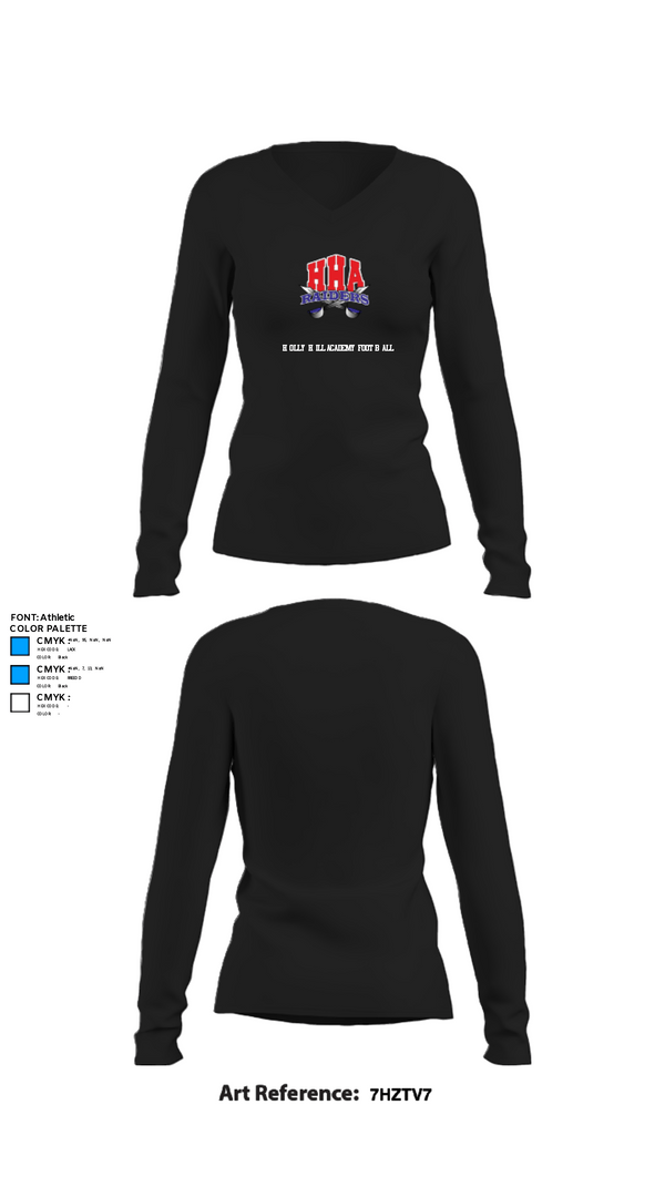 Womens Long Sleeve Vneck Shirt, Holly Hill Academy Football, Football, Teamtime, Team time, sublimation, custom sports apparel, team uniforms, spirit wear, spiritwear, sports uniforms, custom shirts, team store, custom team store, fundraiser sports, apparel fundraiser