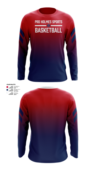 Long Sleeve Performance Shirt, Pro Holmes Sports Basketball Academy, Men's Basketball, Teamtime, Team time, sublimation, custom sports apparel, team uniforms, spirit wear, spiritwear, sports uniforms, custom shirts, team store, custom team store, fundraiser sports, apparel fundraiser