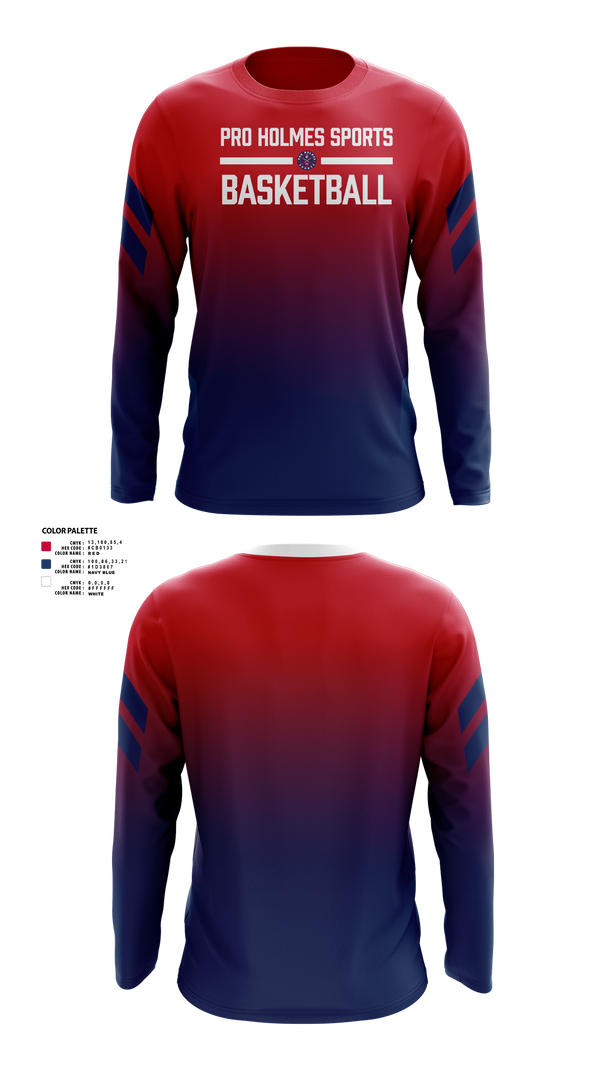 Long Sleeve Performance Shirt, Pro Holmes Sports Basketball Academy, Men's Basketball, Teamtime, Team time, sublimation, custom sports apparel, team uniforms, spirit wear, spiritwear, sports uniforms, custom shirts, team store, custom team store, fundraiser sports, apparel fundraiser