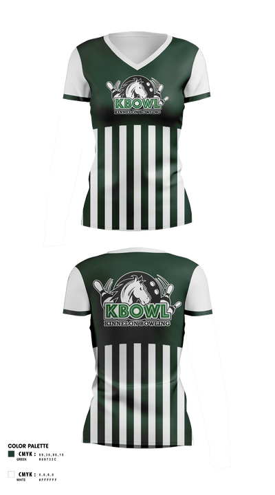 Kinnelon High School Bowling 36243159 Women's Short Sleeve V-neck Shirt - 61