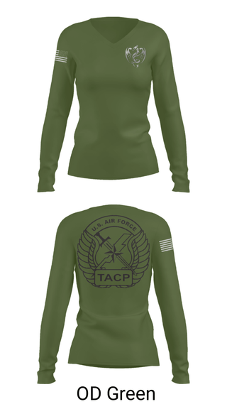 Women's Long Sleeve Vneck Shirt, 18th Air Support Operations Group, Air Force, Teamtime, Team time, sublimation, custom sports apparel, team uniforms, spirit wear, spiritwear, sports uniforms, custom shirts, team store, custom team store, fundraiser sports, apparel fundraiser