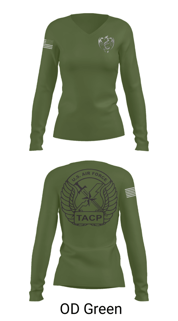 Women's Long Sleeve Vneck Shirt, 18th Air Support Operations Group, Air Force, Teamtime, Team time, sublimation, custom sports apparel, team uniforms, spirit wear, spiritwear, sports uniforms, custom shirts, team store, custom team store, fundraiser sports, apparel fundraiser