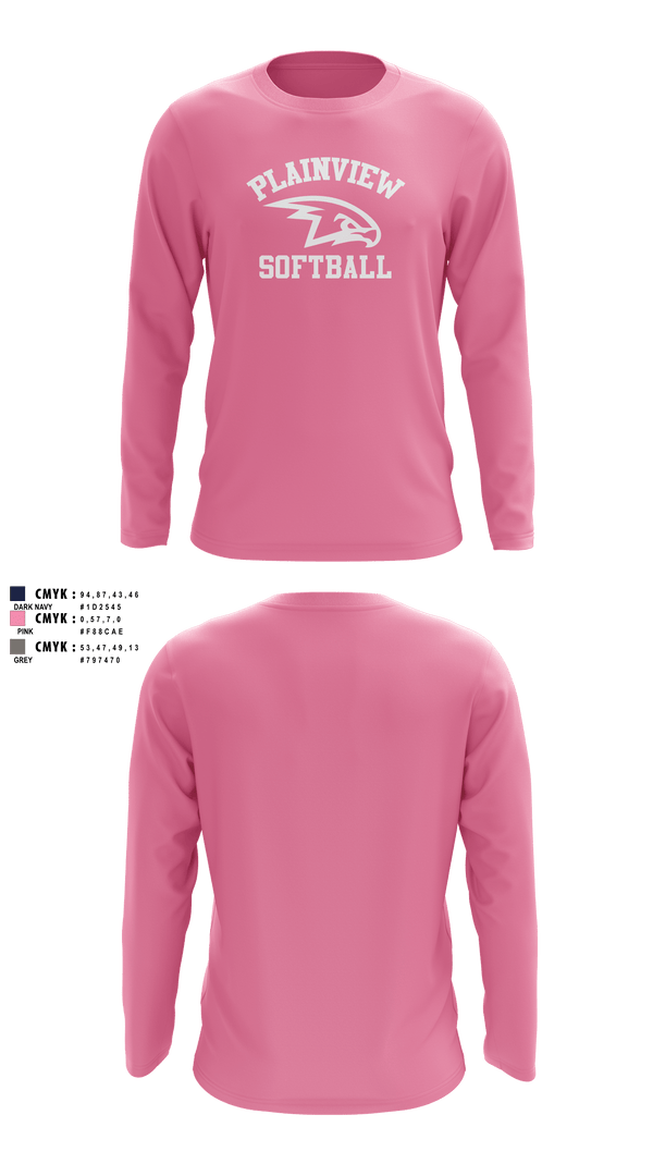Long Sleeve Performance Shirt, Plainview Softball, Softball, Teamtime, Team time, sublimation, custom sports apparel, team uniforms, spirit wear, spiritwear, sports uniforms, custom shirts, team store, custom team store, fundraiser sports, apparel fundraiser