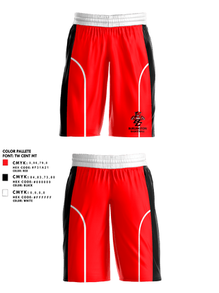 Mens Basketball Shorts, Burlington High School Basketball, Men's Basketball, Teamtime, Team time, sublimation, custom sports apparel, team uniforms, spirit wear, spiritwear, sports uniforms, custom shirts, team store, custom team store, fundraiser sports, apparel fundraiser