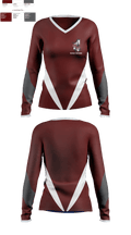 Tri-Valley Mustangs 67283872 Women's Long Sleeve V-neck Shirt - 1