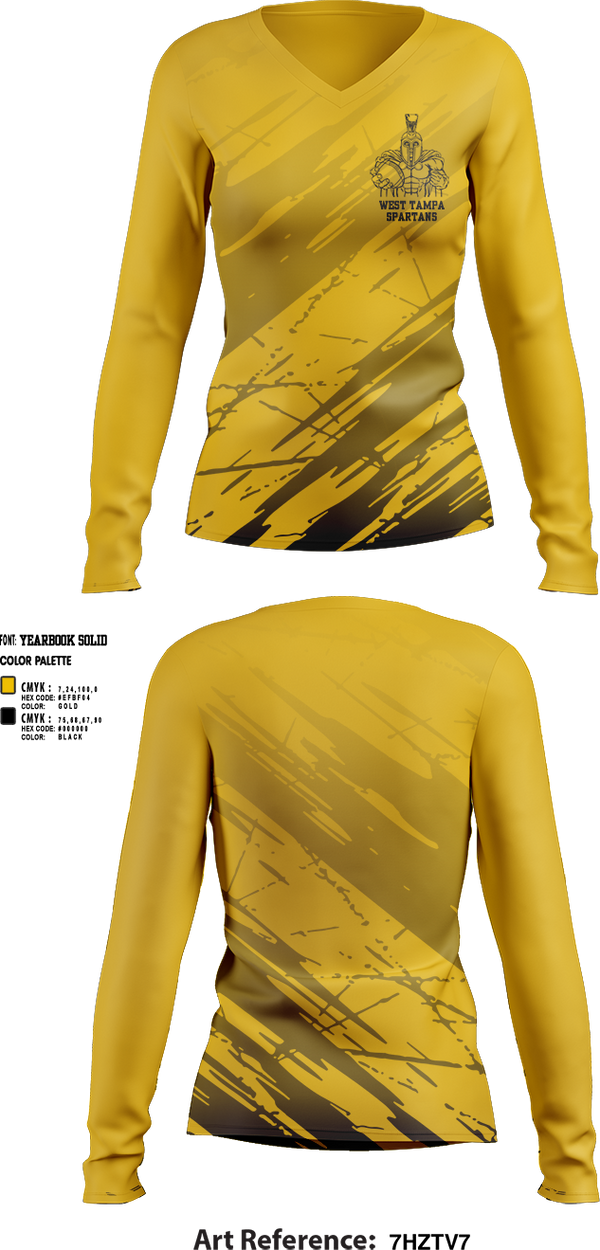 Womens Long Sleeve Vneck Shirt, West Tampa spartans, , Teamtime, Team time, sublimation, custom sports apparel, team uniforms, spirit wear, spiritwear, sports uniforms, custom shirts, team store, custom team store, fundraiser sports, apparel fundraiser