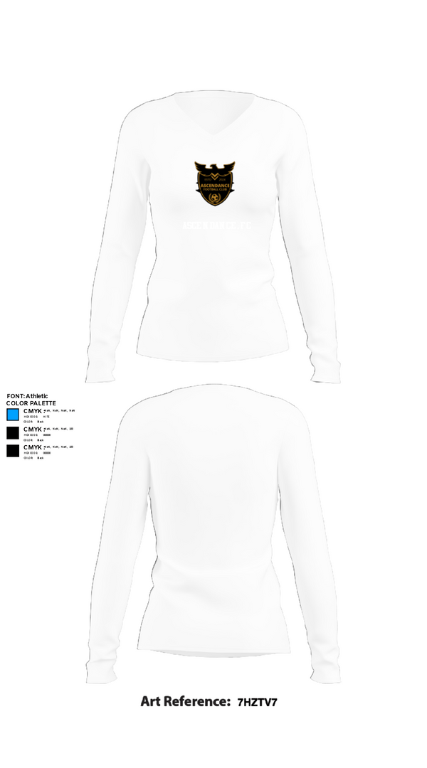 Womens Long Sleeve Vneck Shirt, Ascendance.fc, Men's Soccer, Teamtime, Team time, sublimation, custom sports apparel, team uniforms, spirit wear, spiritwear, sports uniforms, custom shirts, team store, custom team store, fundraiser sports, apparel fundraiser