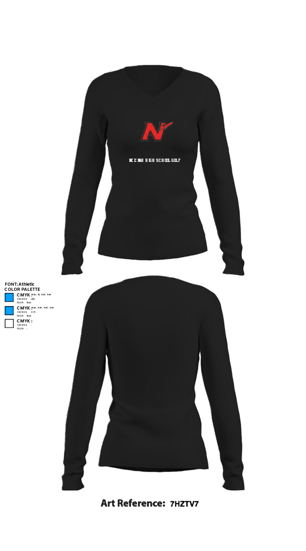 Womens Long Sleeve Vneck Shirt, Neenah High School Golf, Golf, Teamtime, Team time, sublimation, custom sports apparel, team uniforms, spirit wear, spiritwear, sports uniforms, custom shirts, team store, custom team store, fundraiser sports, apparel fundraiser