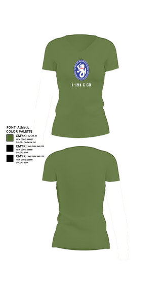 Womens Short Sleeve Vneck Shirt, 1-194 C Co, National Guard, Teamtime, Team time, sublimation, custom sports apparel, team uniforms, spirit wear, spiritwear, sports uniforms, custom shirts, team store, custom team store, fundraiser sports, apparel fundraiser