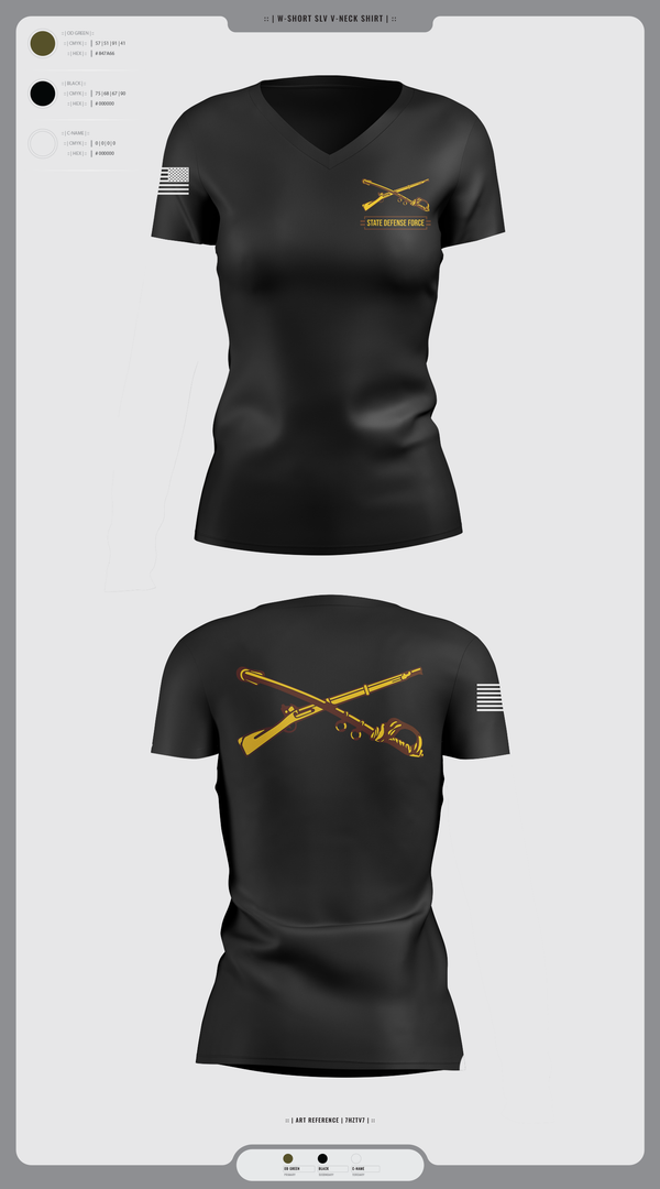 Womens Short Sleeve Vneck Shirt, State Defense Force, Army, Teamtime, Team time, sublimation, custom sports apparel, team uniforms, spirit wear, spiritwear, sports uniforms, custom shirts, team store, custom team store, fundraiser sports, apparel fundraiser