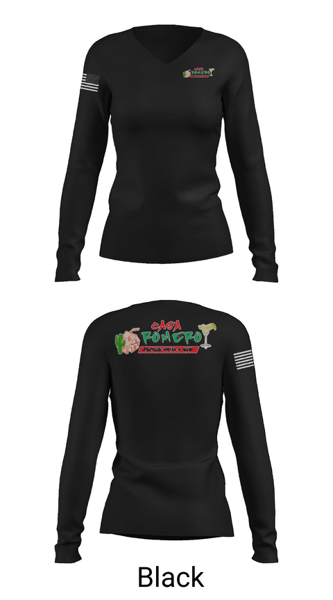 Womens Long Sleeve Vneck Shirt, Casa Romero mexican grill, , Teamtime, Team time, sublimation, custom sports apparel, team uniforms, spirit wear, spiritwear, sports uniforms, custom shirts, team store, custom team store, fundraiser sports, apparel fundraiser
