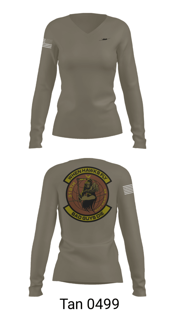 Women's Long Sleeve Vneck Shirt, 319th Maintenance Squadron, Air Force, Teamtime, Team time, sublimation, custom sports apparel, team uniforms, spirit wear, spiritwear, sports uniforms, custom shirts, team store, custom team store, fundraiser sports, apparel fundraiser