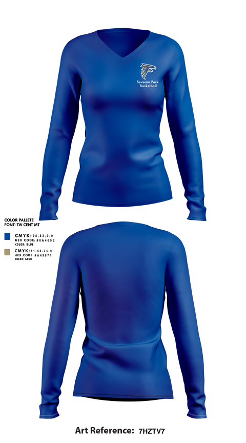 Womens Long Sleeve Vneck Shirt, Severna Park High School Basketball, Women's Basketball, Teamtime, Team time, sublimation, custom sports apparel, team uniforms, spirit wear, spiritwear, sports uniforms, custom shirts, team store, custom team store, fundraiser sports, apparel fundraiser