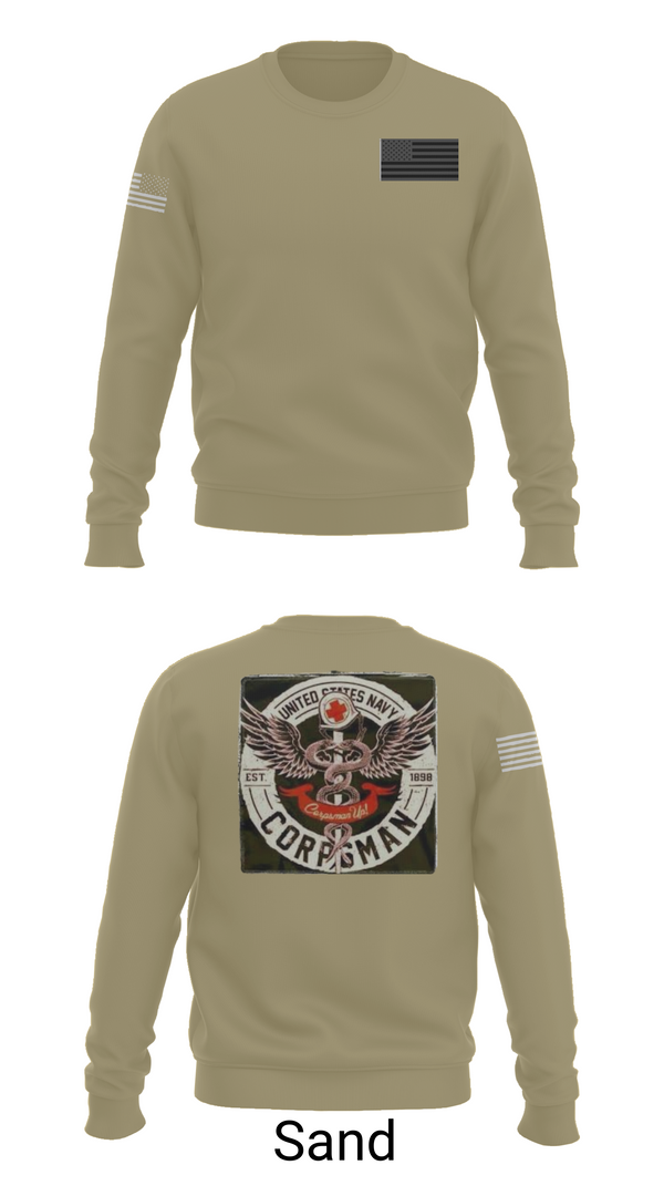 Crew Neck Sweatshirt, Hospital Corpsman, , Teamtime, Team time, sublimation, custom sports apparel, team uniforms, spirit wear, spiritwear, sports uniforms, custom shirts, team store, custom team store, fundraiser sports, apparel fundraiser