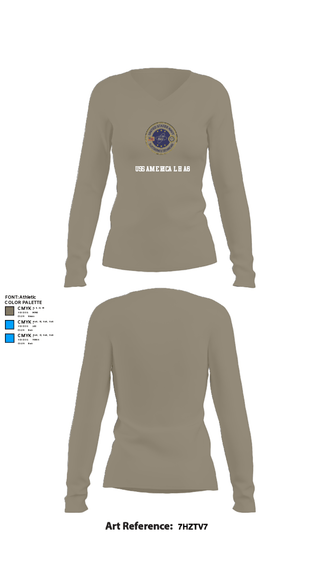 Womens Long Sleeve Vneck Shirt, USS AMERICA LHA6, Navy, Teamtime, Team time, sublimation, custom sports apparel, team uniforms, spirit wear, spiritwear, sports uniforms, custom shirts, team store, custom team store, fundraiser sports, apparel fundraiser