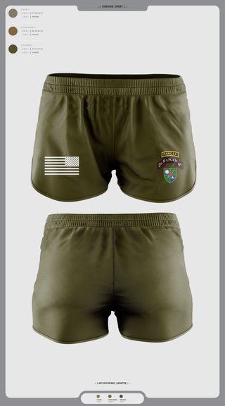 Womens Shorts, 75th Ranger regiment, Army, Teamtime, Team time, sublimation, custom sports apparel, team uniforms, spirit wear, spiritwear, sports uniforms, custom shirts, team store, custom team store, fundraiser sports, apparel fundraiser