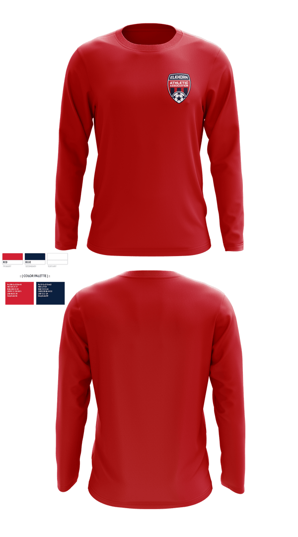 Long Sleeve Performance Shirt, Elkhorn Athletic Association, Men's Soccer, Teamtime, Team time, sublimation, custom sports apparel, team uniforms, spirit wear, spiritwear, sports uniforms, custom shirts, team store, custom team store, fundraiser sports, apparel fundraiser