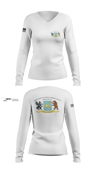 Womens Long Sleeve Vneck Shirt, 250th Military Intelligence Battalion, National Guard, Teamtime, Team time, sublimation, custom sports apparel, team uniforms, spirit wear, spiritwear, sports uniforms, custom shirts, team store, custom team store, fundraiser sports, apparel fundraiser