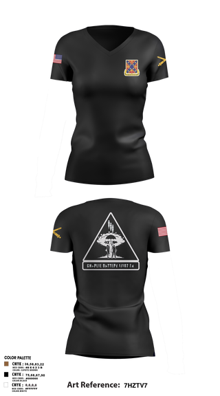 Womens Short Sleeve Vneck Shirt, C BTRY 1/107 FA, National Guard, Teamtime, Team time, sublimation, custom sports apparel, team uniforms, spirit wear, spiritwear, sports uniforms, custom shirts, team store, custom team store, fundraiser sports, apparel fundraiser