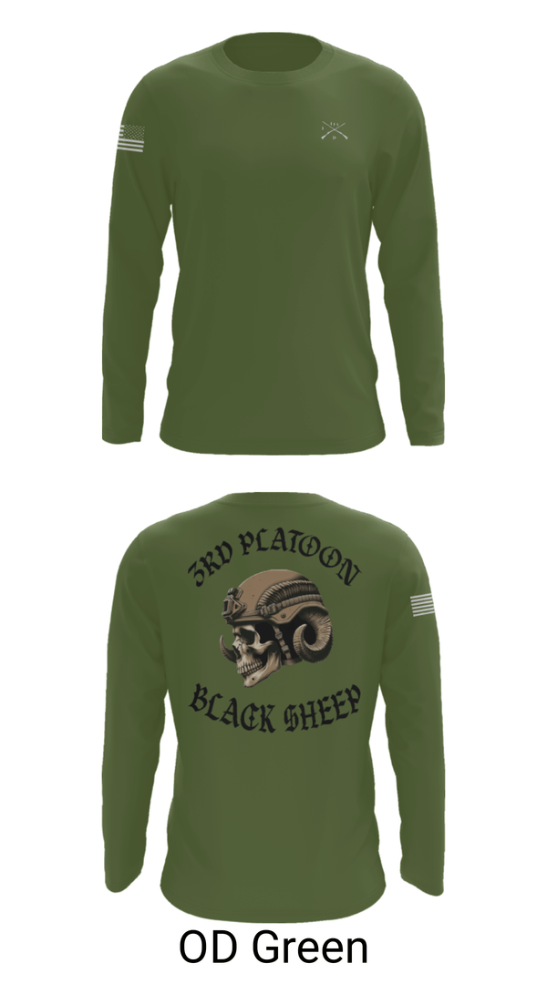 Long Sleeve Performance Shirt, 3rd PLT Black Sheep, Army, Teamtime, Team time, sublimation, custom sports apparel, team uniforms, spirit wear, spiritwear, sports uniforms, custom shirts, team store, custom team store, fundraiser sports, apparel fundraiser