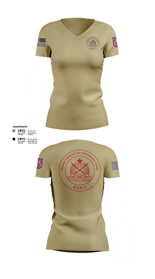 Women's Short Sleeve Vneck Shirt, B.N.R.A, Army, Teamtime, Team time, sublimation, custom sports apparel, team uniforms, spirit wear, spiritwear, sports uniforms, custom shirts, team store, custom team store, fundraiser sports, apparel fundraiser
