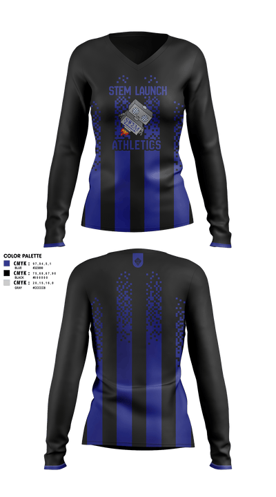 Stem Launch Middle School 10964010 Women's Long Sleeve V-neck Shirt - 1