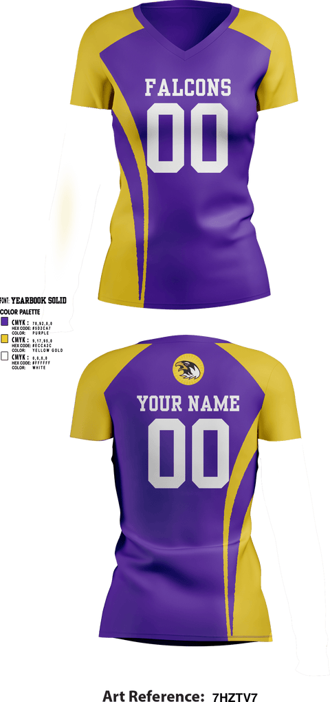 Womens Short Sleeve Vneck Shirt, Falcons Volleyball, Women's Volleyball, Teamtime, Team time, sublimation, custom sports apparel, team uniforms, spirit wear, spiritwear, sports uniforms, custom shirts, team store, custom team store, fundraiser sports, apparel fundraiser