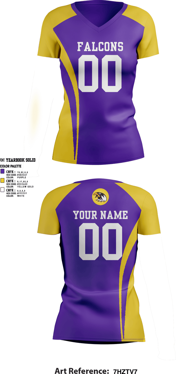 Womens Short Sleeve Vneck Shirt, Falcons Volleyball, Women's Volleyball, Teamtime, Team time, sublimation, custom sports apparel, team uniforms, spirit wear, spiritwear, sports uniforms, custom shirts, team store, custom team store, fundraiser sports, apparel fundraiser