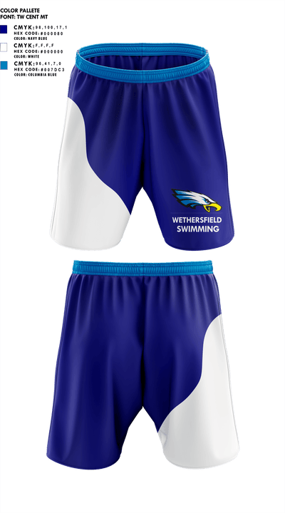 Wethersfield High School Swimming 91807483 Athletic Shorts With Pockets - 1