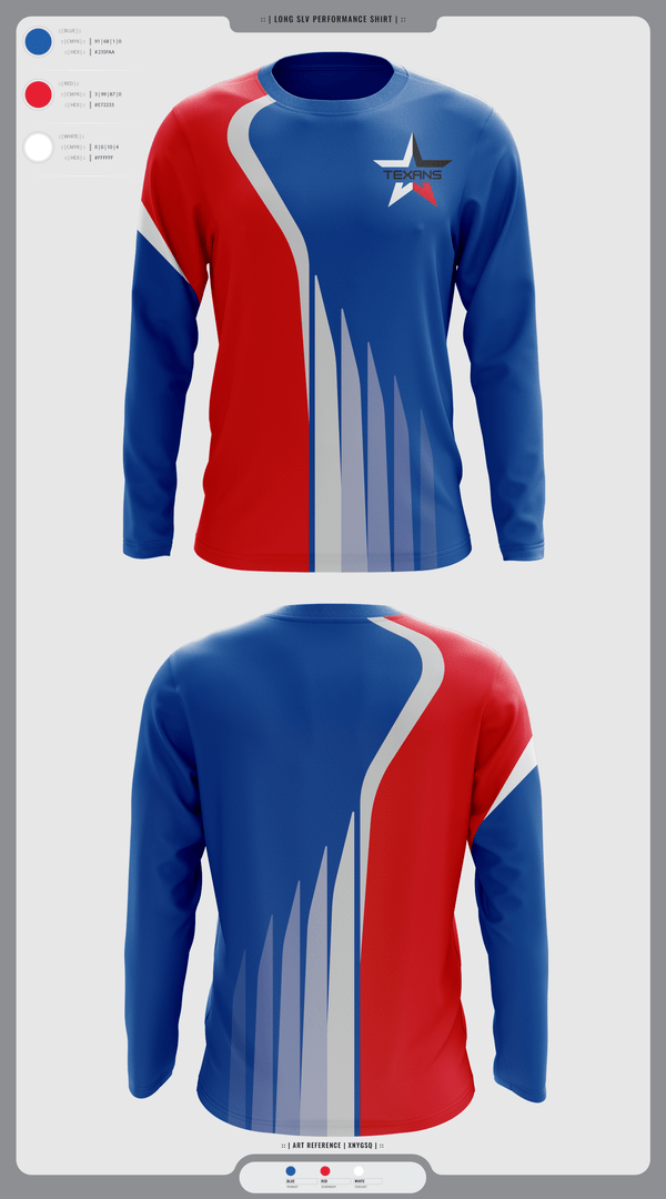 Long Sleeve Performance Shirt, Georgetown Texans, , Teamtime, Team time, sublimation, custom sports apparel, team uniforms, spirit wear, spiritwear, sports uniforms, custom shirts, team store, custom team store, fundraiser sports, apparel fundraiser