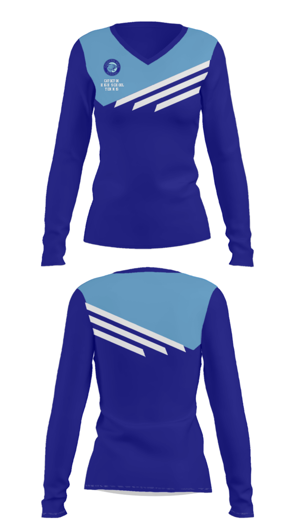 Women's Long Sleeve Vneck Shirt, Catoctin High School Tennis, Tennis, Teamtime, Team time, sublimation, custom sports apparel, team uniforms, spirit wear, spiritwear, sports uniforms, custom shirts, team store, custom team store, fundraiser sports, apparel fundraiser