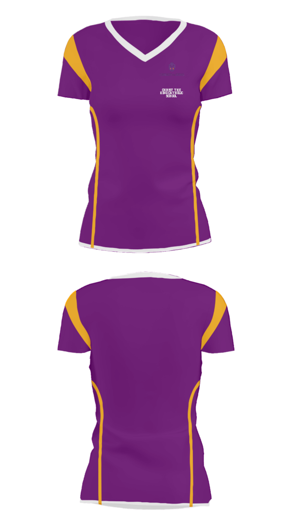 Women's Short Sleeve Vneck Shirt, Christ The King Catholic School, Spirit Store, Teamtime, Team time, sublimation, custom sports apparel, team uniforms, spirit wear, spiritwear, sports uniforms, custom shirts, team store, custom team store, fundraiser sports, apparel fundraiser