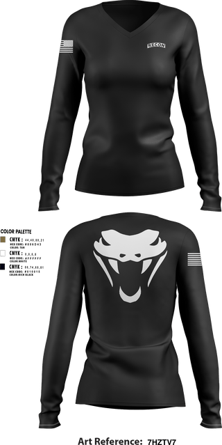 Womens Long Sleeve Vneck Shirt, RookVIPERS, Army, Teamtime, Team time, sublimation, custom sports apparel, team uniforms, spirit wear, spiritwear, sports uniforms, custom shirts, team store, custom team store, fundraiser sports, apparel fundraiser
