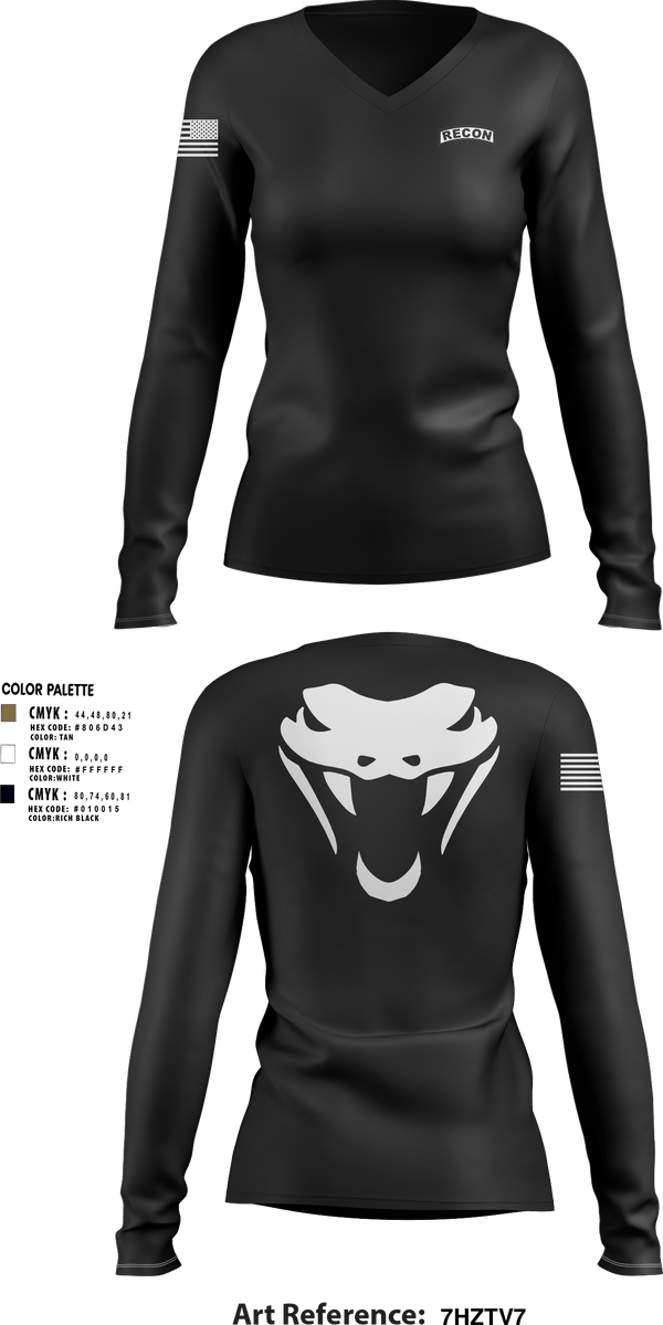 Womens Long Sleeve Vneck Shirt, RookVIPERS, Army, Teamtime, Team time, sublimation, custom sports apparel, team uniforms, spirit wear, spiritwear, sports uniforms, custom shirts, team store, custom team store, fundraiser sports, apparel fundraiser