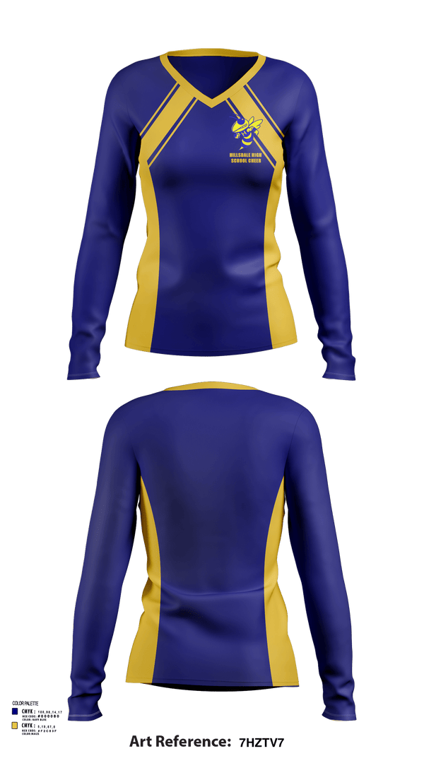 Womens Long Sleeve Vneck Shirt, Hillsdale High School Cheer, Cheer, Teamtime, Team time, sublimation, custom sports apparel, team uniforms, spirit wear, spiritwear, sports uniforms, custom shirts, team store, custom team store, fundraiser sports, apparel fundraiser