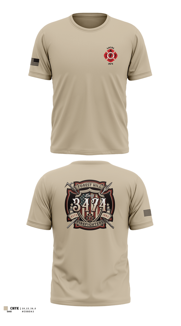 Old School Cotton Feel Shirt, Local 3474IAFF Local 3474, Fire Department, Teamtime, Team time, sublimation, custom sports apparel, team uniforms, spirit wear, spiritwear, sports uniforms, custom shirts, team store, custom team store, fundraiser sports, apparel fundraiser