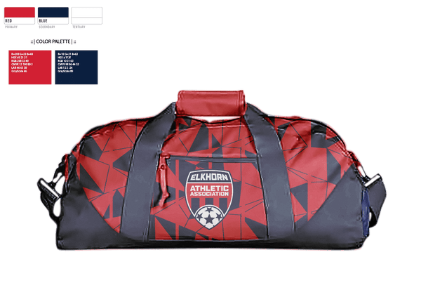 Duffle Bag, Elkhorn Athletic Association, Men's Soccer, Teamtime, Team time, sublimation, custom sports apparel, team uniforms, spirit wear, spiritwear, sports uniforms, custom shirts, team store, custom team store, fundraiser sports, apparel fundraiser