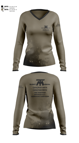 Womens Long Sleeve Vneck Shirt, MT ELECTRICAL SERVICES, , Teamtime, Team time, sublimation, custom sports apparel, team uniforms, spirit wear, spiritwear, sports uniforms, custom shirts, team store, custom team store, fundraiser sports, apparel fundraiser
