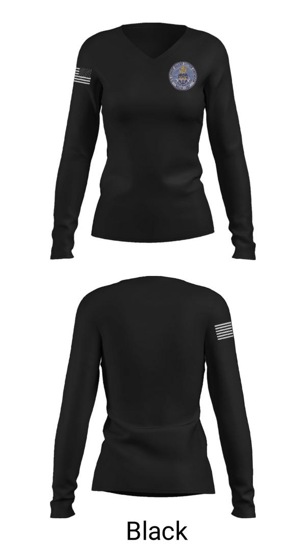 Women's Long Sleeve Vneck Shirt, USCGC Dexter, Coast Guard, Teamtime, Team time, sublimation, custom sports apparel, team uniforms, spirit wear, spiritwear, sports uniforms, custom shirts, team store, custom team store, fundraiser sports, apparel fundraiser