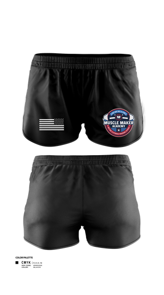 Womens Shorts, Muscle Maker Academy, , Teamtime, Team time, sublimation, custom sports apparel, team uniforms, spirit wear, spiritwear, sports uniforms, custom shirts, team store, custom team store, fundraiser sports, apparel fundraiser